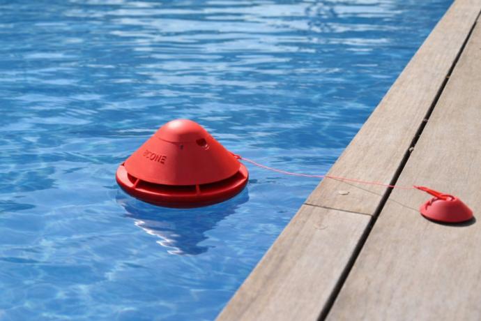 BCone pool alarm floating in pool